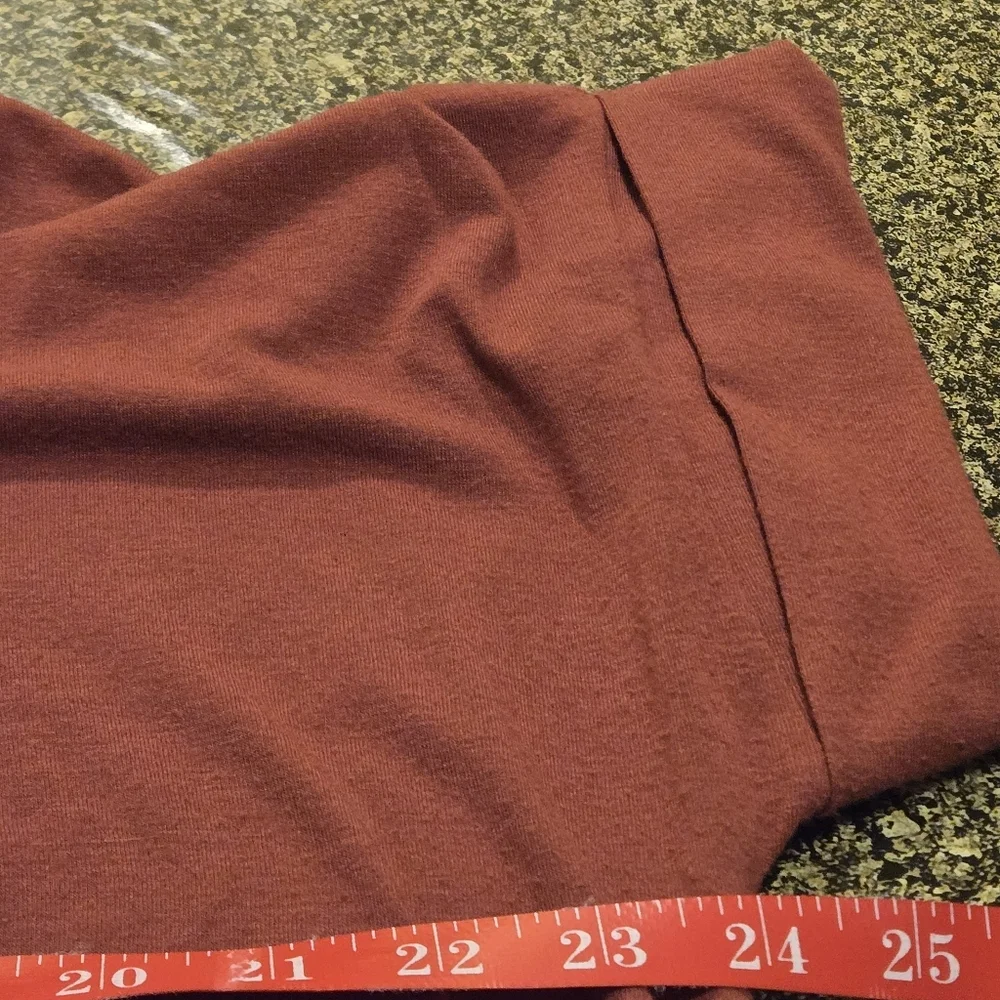 Zenana Premium 1X Rust Rolled Short Sleeve V-neck Tshirt Tunic Knee Length Dress - Picture 11 of 12